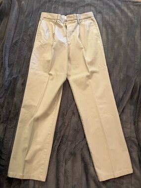 Men's Beige Pleated Dress Pants